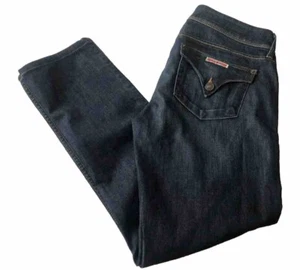 Pantalones de mezclilla ajustados Hudson Collin con solapa talla 28 mezcla de algodón lavado oscuro NW422ZNA - Imagen 1 de 9