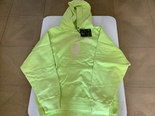 A BATHING APE (BAPE) Autentico maglione overdye a bathing ape bape vestibilità rilassata felpa con cappuccio giallo L nuovo