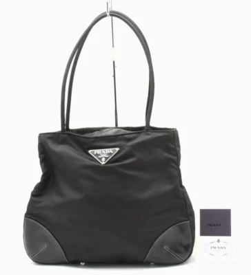 PRADA Tessuto 尼龙手提包钱包单肩包皮革黑色正品 — 第 1/4 张图片