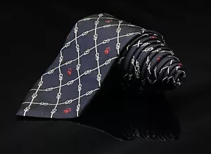 Corbata Vintage Brooks Brothers Logotipo Vellocino Dorado Azul Marino Rojo Oveja RARA - Imagen 1 de 5