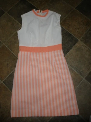 Винтажное женское платье без рукавов L & K размер 12 персиковое и белое (33) - Изображение 1 из 4