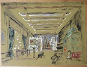 Ópera Decoración Gouache Dibujo por Jacques André Brégère escenografía pintura 1965 - Imagen 1 de 15