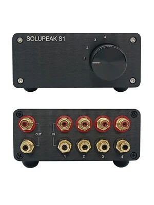 4 way stereo RCA audio switch input signal source switcher selector splitter box - Image 1 of 4