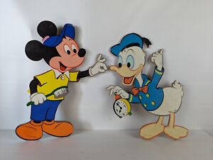 Vintage 1980s Disney Mickey Mouse & Donald Duck Thick Card Cut Outs 35cm Tall 