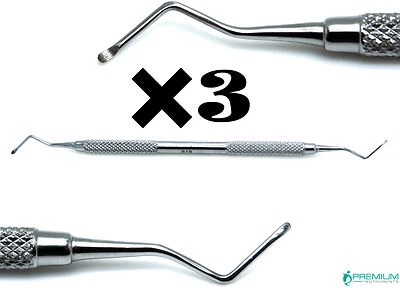 PREMIUM INSTRUMENTS 3× Dental Excavator 816-B, Restorative Double Ended Endo Spoon 1.4mm UPGRADED