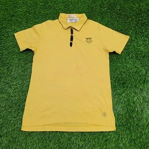 Vintage Descente Polo Shirt Small 18x27 Yellow Black Trim Japan Made - Picture 1 of 15
