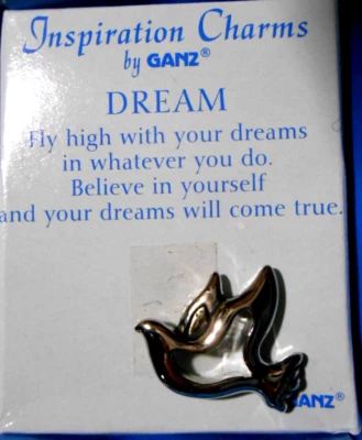 Vintage GANZ Gold Tone Lapel Tack Pin Brooch Inspiration Charms DOVE Dreams NEW - Image 1 of 4