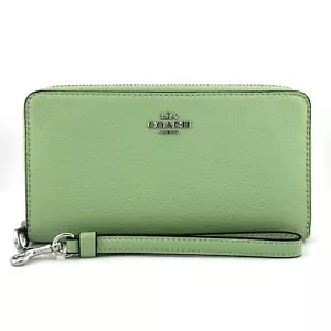 Coach Long Zip Around Wallet Pale Pistachio Green Leather C4451 - Picture 1 of 4