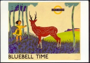 Moderne Postkarte: Bluebell Time - Gehen Sie mit dem Untergrund. Plakat Repro 1934 (LTM364) - Bild 1 von 1
