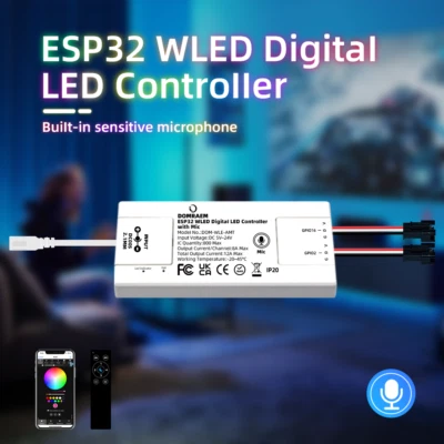 ESP32 WLED LED Controller MIC DC 5-24V fr WS2811 WS2812B SK6812 IC Pixel Stripe - Bild 1 von 4