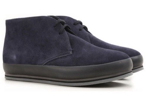 Scarpe stivali chukka nuovi con scatola $795 Prada uomo blu scamosciato pizzo gomma Prada 9 US 10