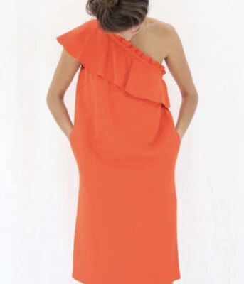 Apiece Apart Reina Orange One Shoulder Ruffle Dress SZ 4 - Image 1 of 4