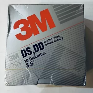 3M DS DD 3.5" Diskettes Formatted IBM Double Sided/Density New/Sealed Box of 10 - Picture 1 of 3