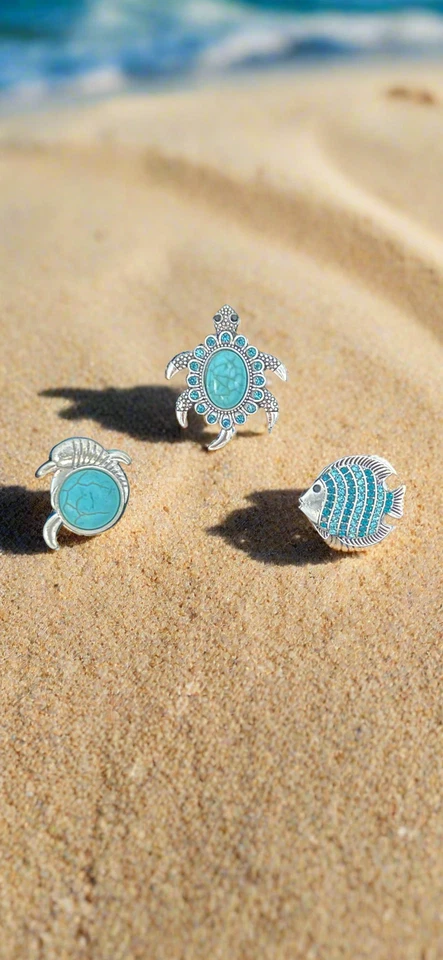 Sea Side Set #1 18mm Snap Button Jewelry Set of 3 - Image 1 of 1