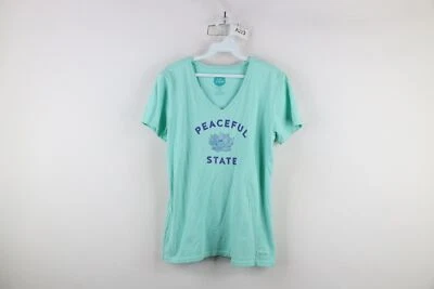 Life Is Good Womens Medium Distressed Peaceful State Flower of Life T-Shirt - Image 1 of 4