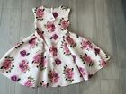 Girls Monsoon Scuba Fit & Flare Party/Occasion Dress, Pink Floral, Age 11Yrs New