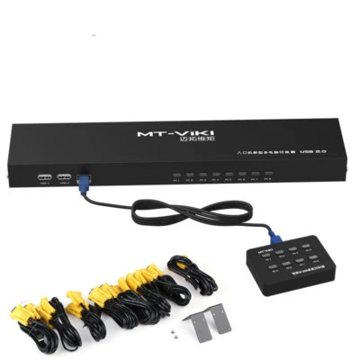 8Port Smart KVM Switch Manual Key Press VGA USB Wired Remote Switcher 1U Console - Image 1 of 4
