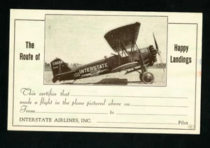 US Card Airlines Early Interstate Plane Pioneer Flight Rare - Picture 1 of 2