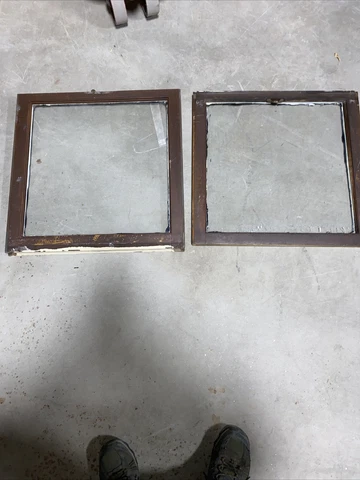Antique Window Sash w/ Glass   22 1/2 x 23 1/2 wide Lot Of 2 Cover