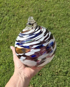 X-Large Blown Multi Glass Globe Orb Christmas Multicolor Glass Texture Bubbles - Picture 1 of 5