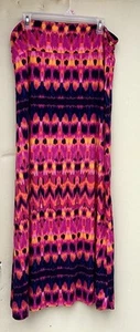 Cynthia Rowley Knit Maxi Skirt Pullon Pink Multi Abstract Print Woman’s Size XL - Picture 1 of 6