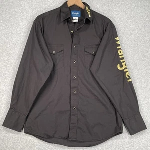 Camicia western Wrangler M nera perla snap rodeo cowboy abbigliamento da lavoro con bottoni - Foto 1 di 8