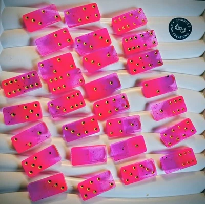Handmade Resin Dominoes pink/purple/gold - Image 1 of 2