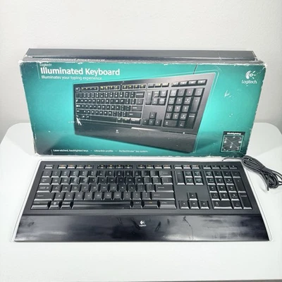 Logitech Illuminated Wired Keyboard Y-UY95 Ultra Thin Backlit W/ Box Tested - Image 1 of 4