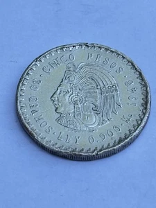 CUAUHTEMOC MEXICO 5 PESOS COIN 1948 ARG. g.30 OLD SILVER COIN - Picture 1 of 3