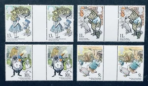 GREAT BRITAIN CHILDRENS BOOKS GUTTER PAIRS STAMPS MNH 1979 ALICE IN WONDERLAND - Picture 1 of 1