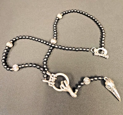 King Baby ворон и коготь ожерелье на оникс бусина.925 серебро. Супер изящный💯 - Изображение 1 из 4