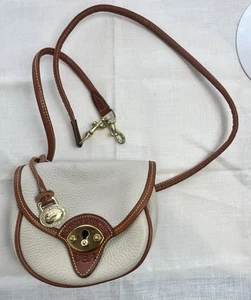 Dooney & Bourke Cavalry All Weather Leather Mini Belt Bag Crossbody Bone & Tan - Picture 1 of 7