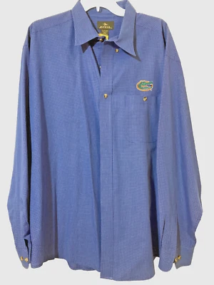 Florida Gators Logo Dress or Office Shirt Size XXL Fine Blue Check by Antigua - Image 1 of 4
