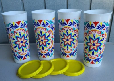 Tupperware Costa Del Sol Tumblers w/ Yellow Seals Brand New - Image 1 of 2