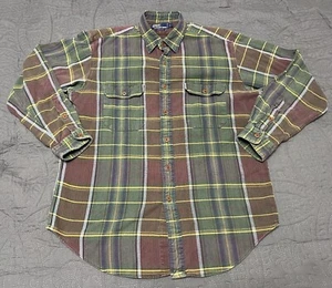 Vintage Polo Ralph Lauren Button Shirt Mens Large Plaid Cascade Pocket Logo - Picture 1 of 6
