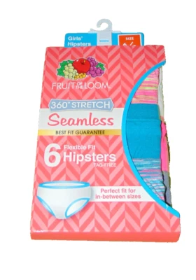 Fruit Of The Loom Hipster Panties Underwear 6/8 Girls New 6 Pack New - Image 1 of 2