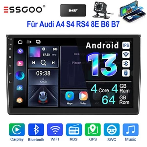 9" Carplay Android 13 4+64G Autoradio GPS DAB KAM Für Audi A4 B6 B7 8E SEAT Exeo - Bild 1 von 18
