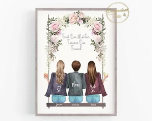 Retrato personalizado único regalo para mamá madre e hijas estampado personalizado - Imagen 1 de 4