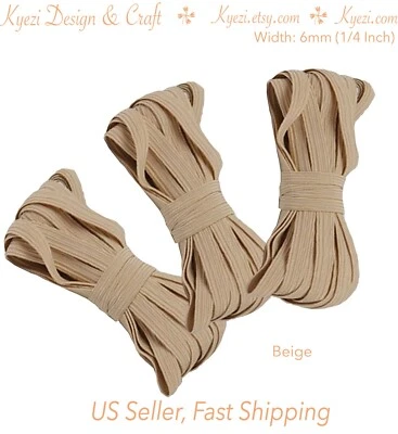 Banda elástica plana de 1/4" (6 mm) 1 5 10 20 50 100 yardas, elástica de color delgado, hágalo usted mismo Foto 1 de 4