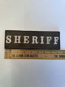 Placa de puerta de sheriff de hierro fundido Western Law jugador salón póker damas cueva DK - Imagen 1 de 9
