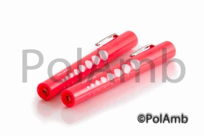 POLAMB PRODUCTS LTD 2 x Disposable Pen Torch Pink Pupil Gauge Ambulance Paramedic Nurse Medic Dr