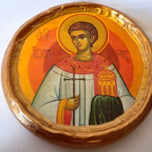 Sant'Isauro Isauro icona rotonda cattolica romana e greco-ortodossa bizantina - Foto 1 di 3