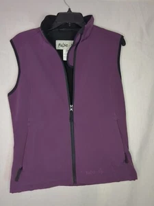 PULSE Womens Vest Purple Black Full Zip Front Pockets Lined Mock Neck M - Picture 1 of 6