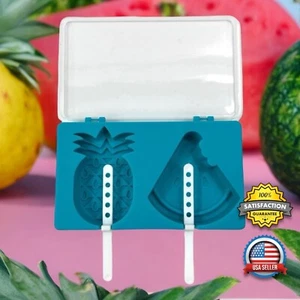 Pineapple & Watermelon Shape Ice Pop Tray Popsicle Mold & Reusable Pop Sticks - Picture 1 of 18