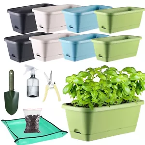 8 pcs Planter Boxes Outdoor Large Window Box Planters Rectangle for Indoor Plant - Picture 1 of 28