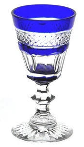 St Louis or Baccarat Cobalt Trianon Cut to Clear Cordial Shot Glass Unsigned  - Picture 1 of 4