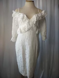 boohoo occasion white lace midi ruffle bridesmaids dress - Picture 1 of 12