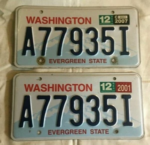 Juego de placas de vehículo del estado de Washington 2007 A779351 - Imagen 1 de 2
