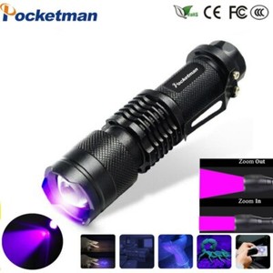 Mini LED UV Flashlight Torch 395nm Blacklight Zoom Violet Light Linterna Lamp