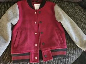 Wool Letterman Jacket Gray And Burgundy Boys Size Xs 5 Old Navy Boy  - Picture 1 of 3